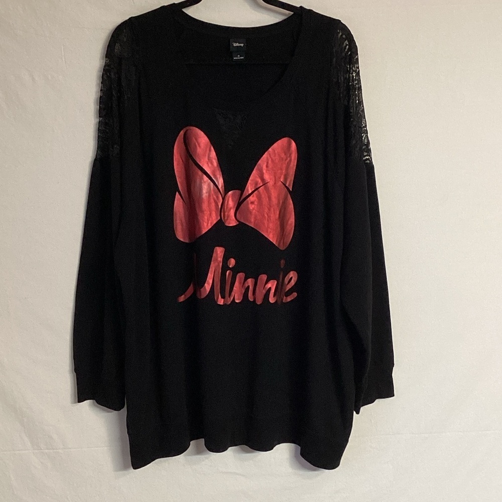 Disney Black Top with Red Minnie Bow